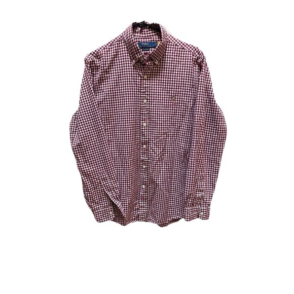 Ralph Lauren Shirt Mens Large Red White Plaid Button Down Long Sleeve - Picture 1 of 7